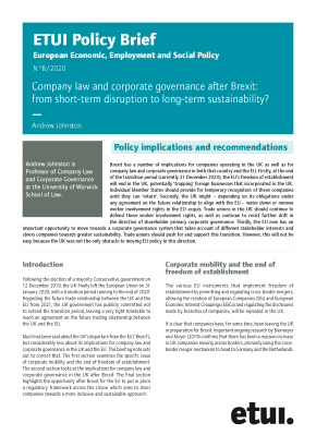 Company law and corporate governance after Brexit