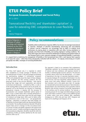 Transnational flexibility and ‘shareholder capitalism’: a case for extending EWC competences to cover flexibility